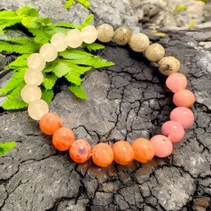 Strawberry & Rose Quartz, Moonstone, Labradorite Bracelet